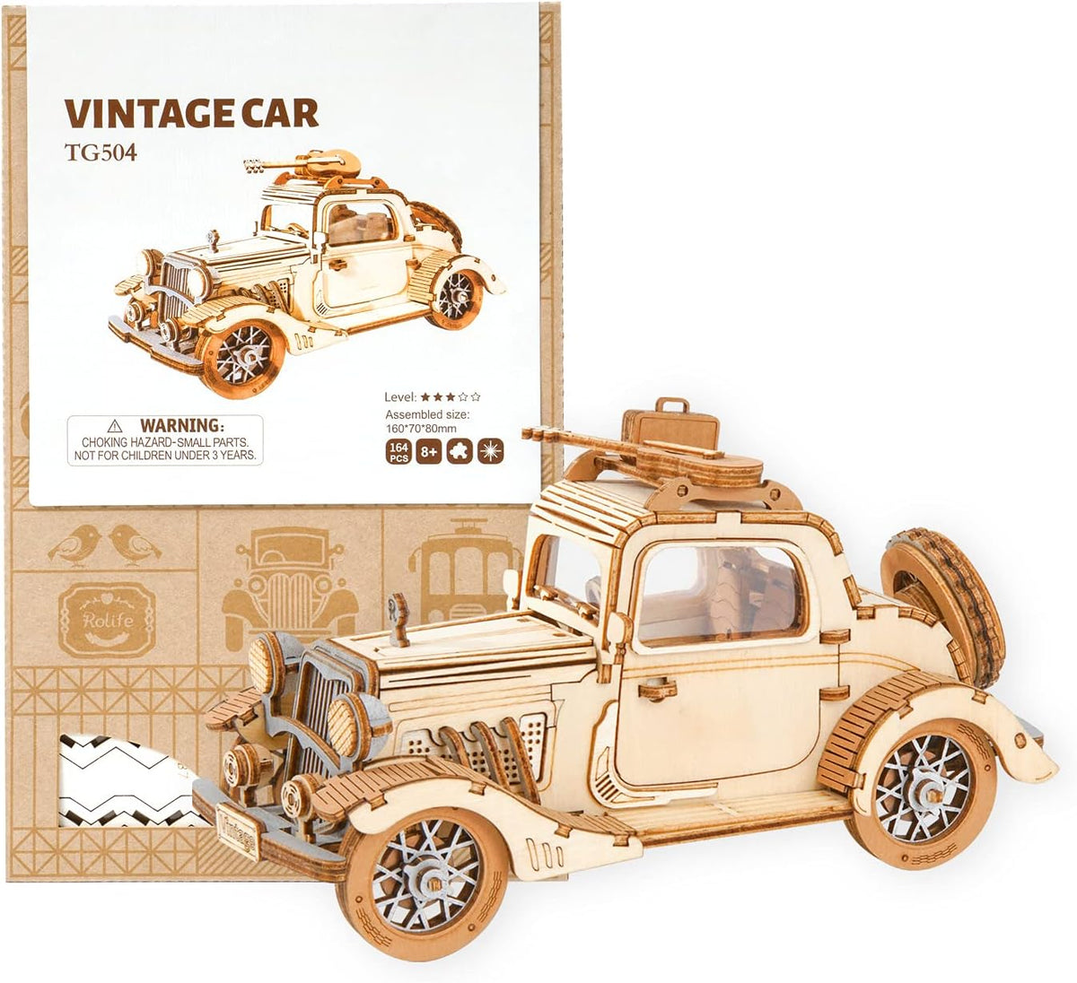 Vintage Car 3D Wooden Puzzle Model Kit W7018
