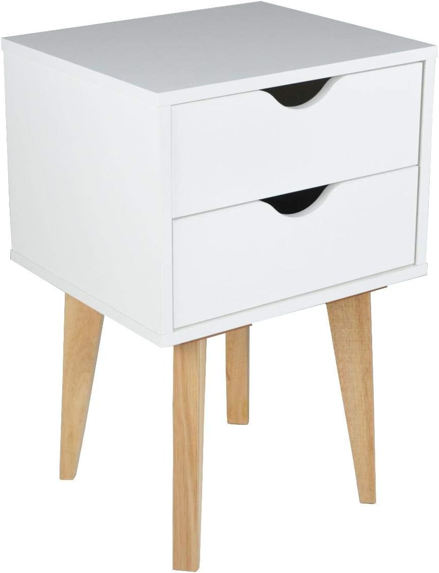 Black Two Drawer Wood Nightstand B6852