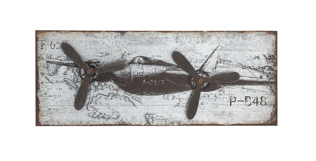 Silver Metal Airplane Wall Decor U65933