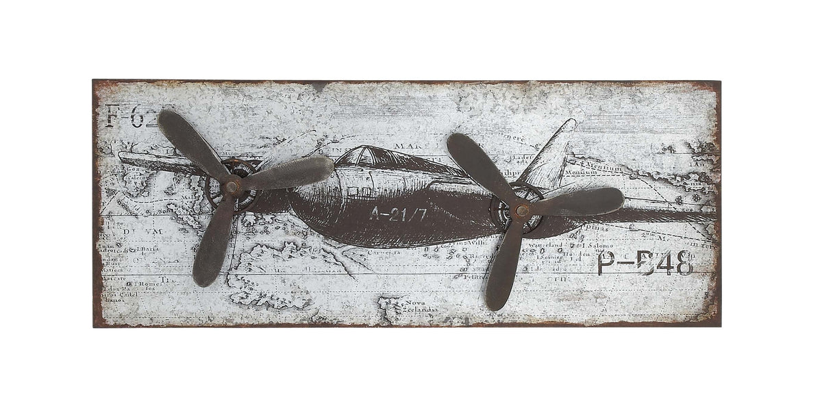 Silver Metal Airplane Wall Decor U65933