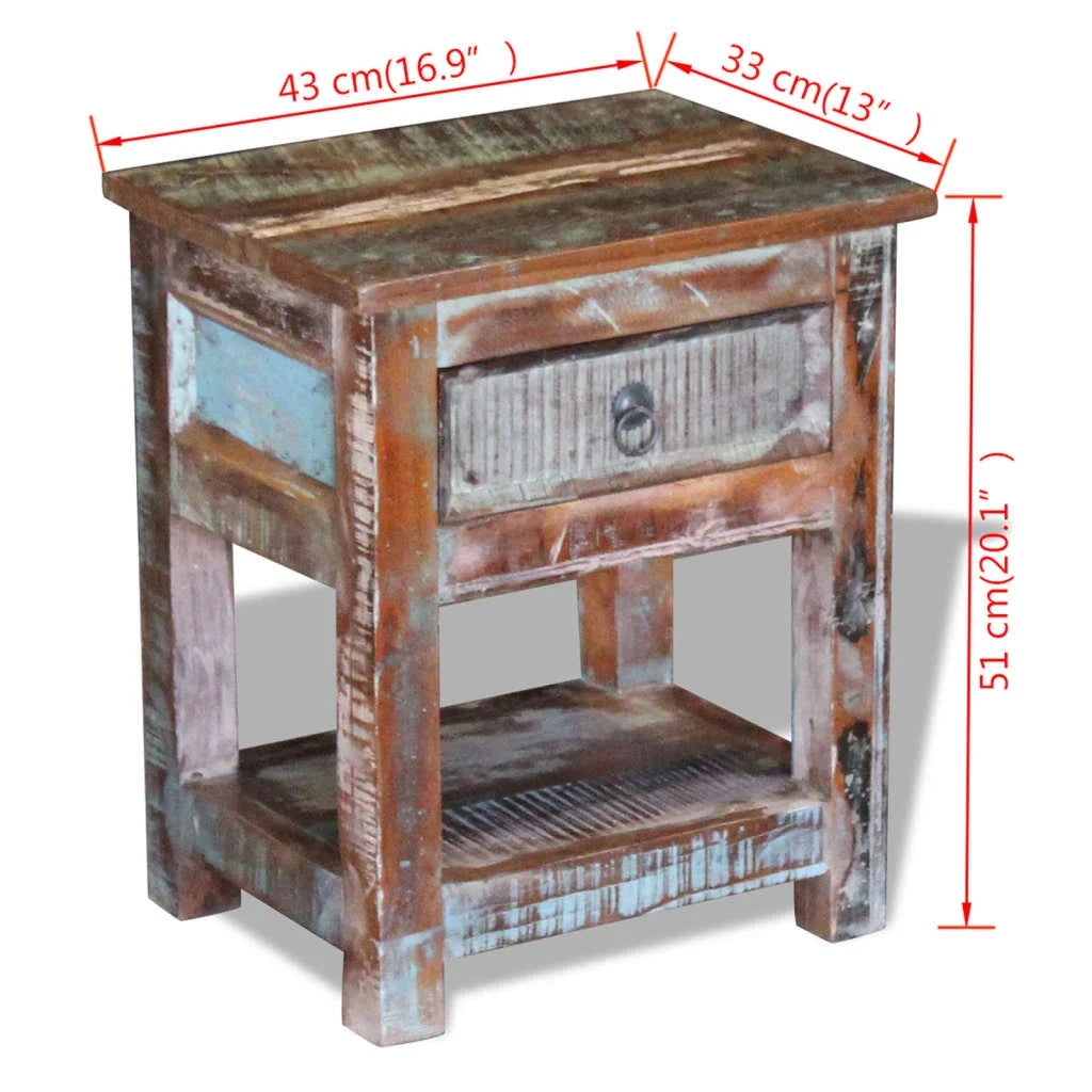Solid Reclaimed Wood Side Table with 1 Drawer D236011