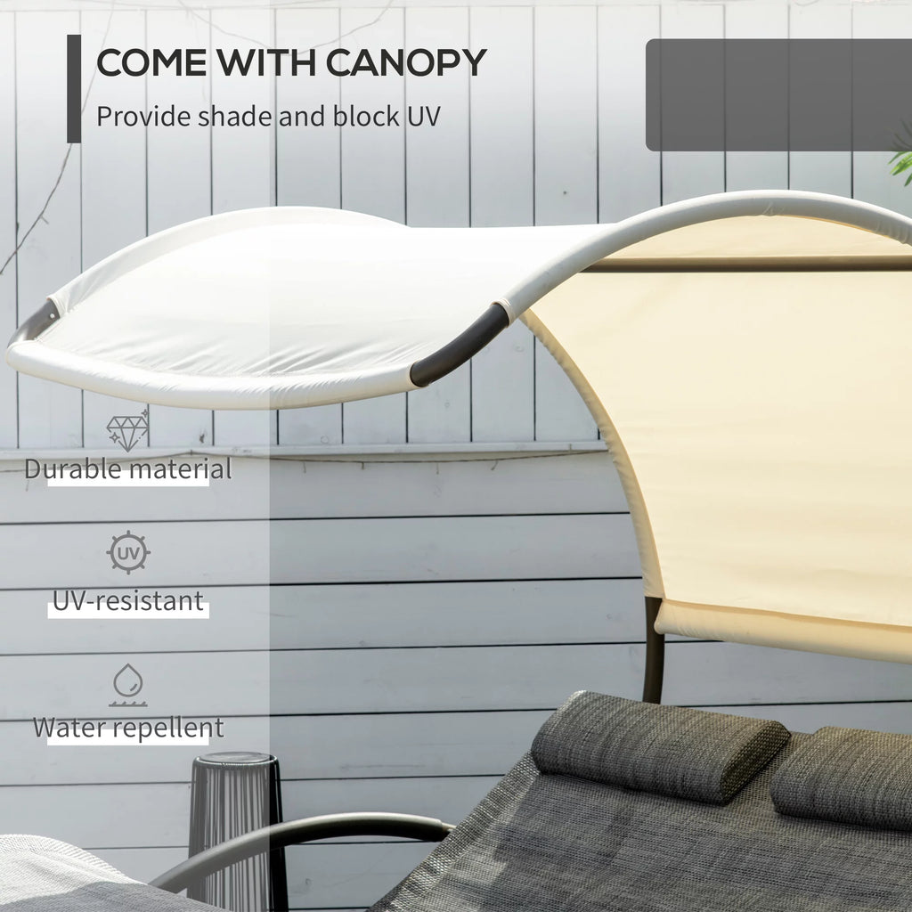 Gray Outdoor Rocking Bed with Canopy L549517