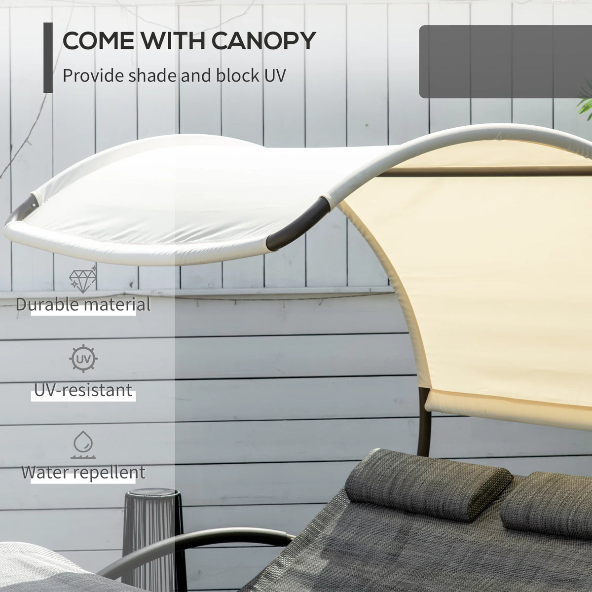 Gray Outdoor Rocking Bed with Canopy L549517