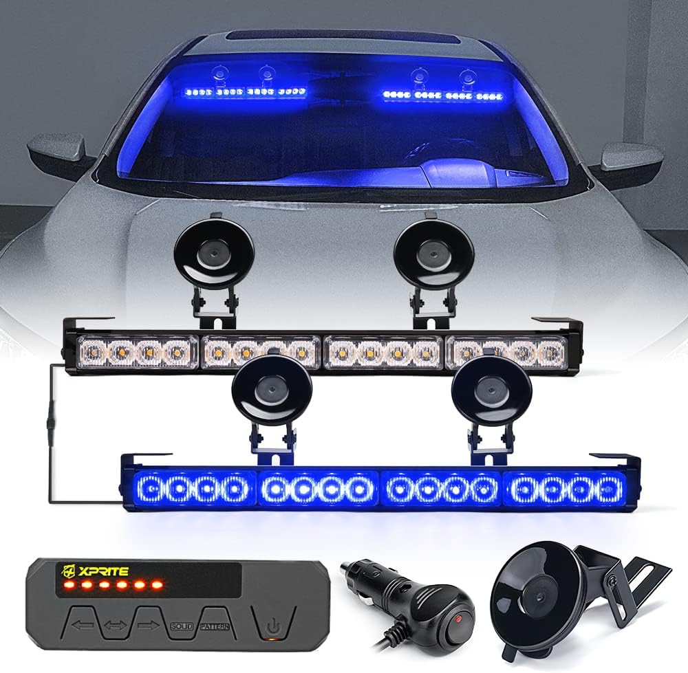 Amber LED Emergency Strobe Light Bar with Control Box, Pack of 2 Q451