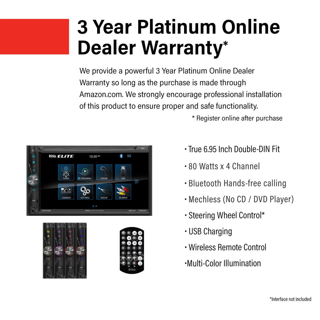 6.95 inch Double Din Touchscreen Bluetooth Car Stereo System W636300