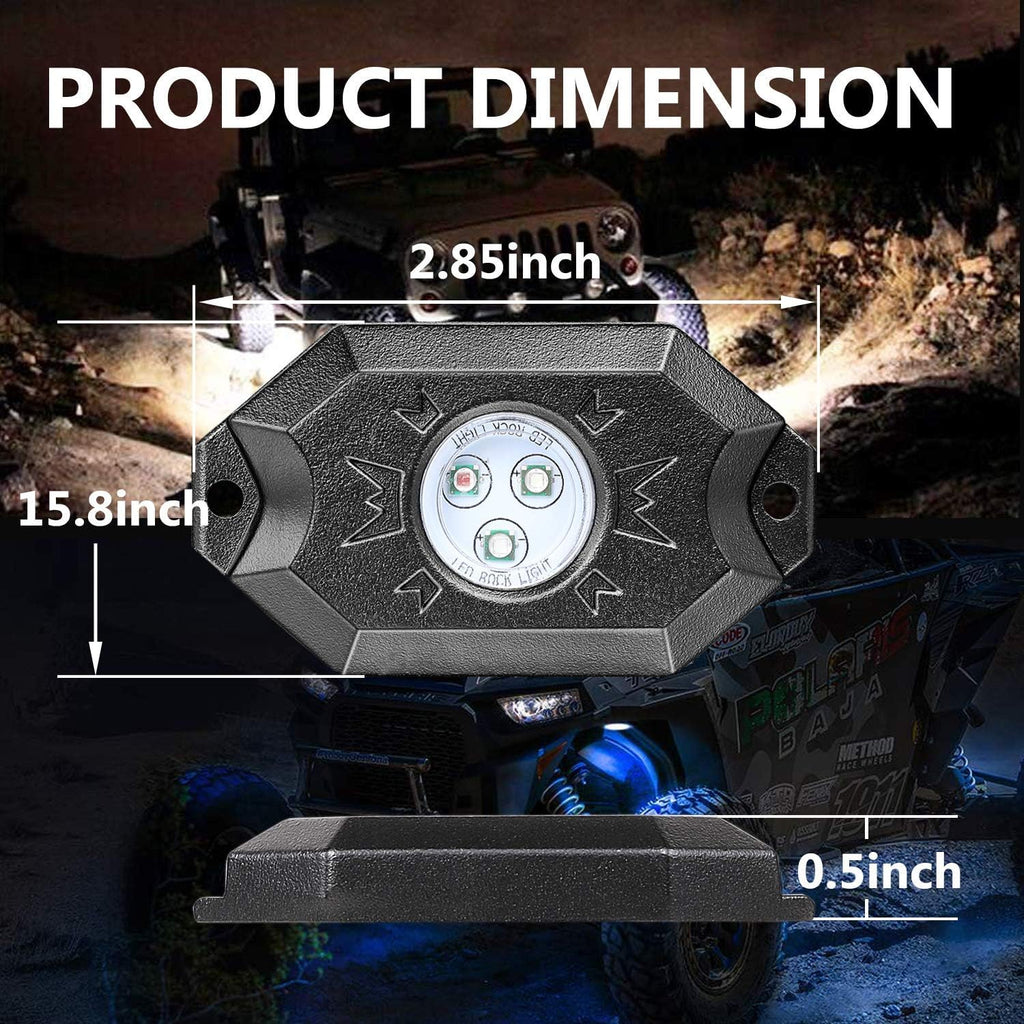 RGB LED Rock Light Kit with Bluetooth Remote Control K23734