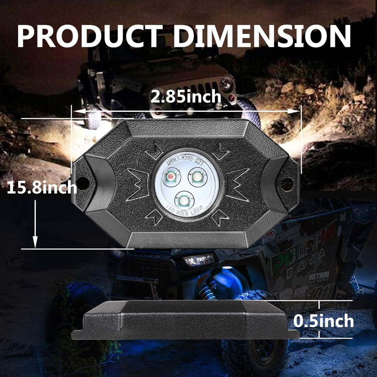 RGB LED Rock Light Kit with Bluetooth Remote Control K23734