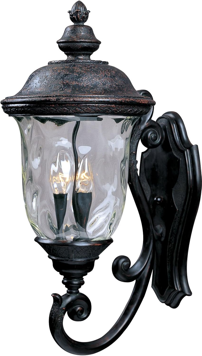 Carriage House Traditional Early American DC Cast Aluminum Outdoor Wall Sconce, 3-Light 120 Total Watts, 27H x 13W, Oriental Bronze B764538