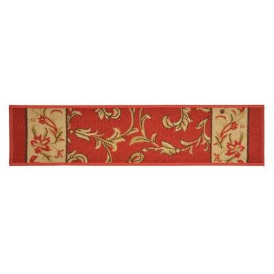 Floral Red Stair Tread C683031
