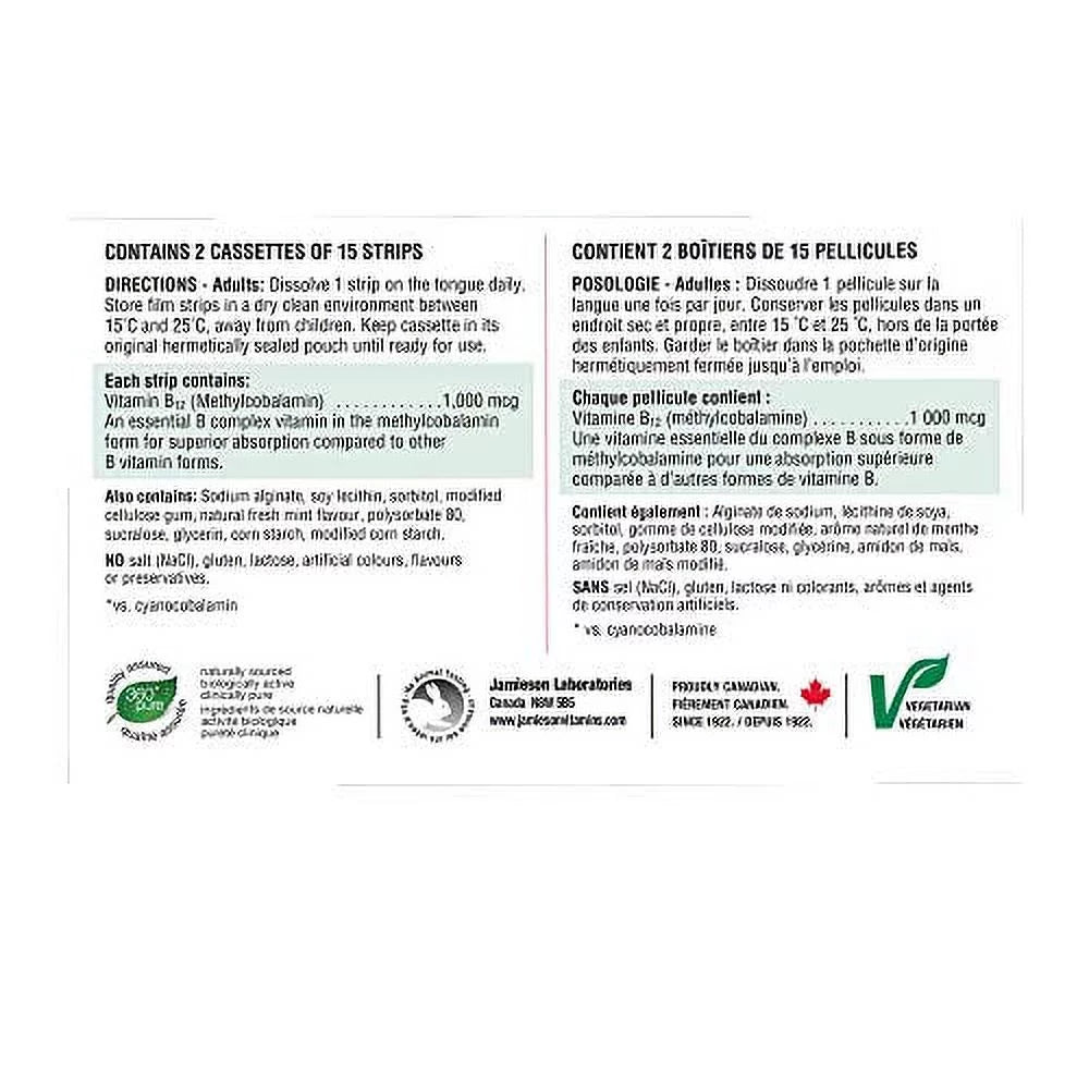 Vitamin B12 1,000 mcg Fast Dissolving Strips, 30 Strips X95753