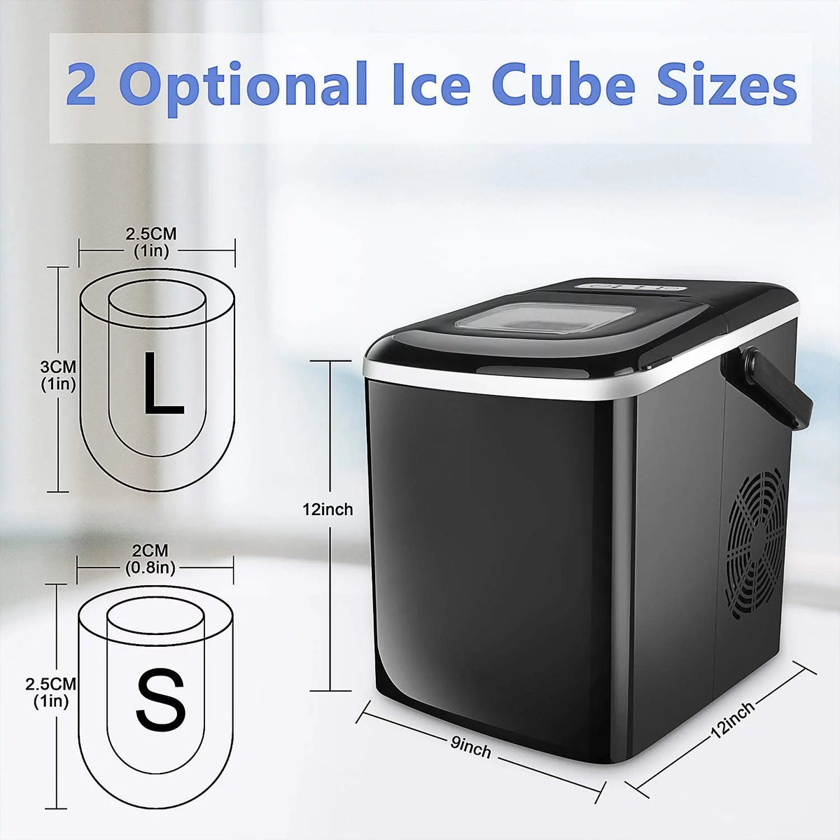 Portable Countertop Ice Maker with 2 Ice Cube Sizes V580