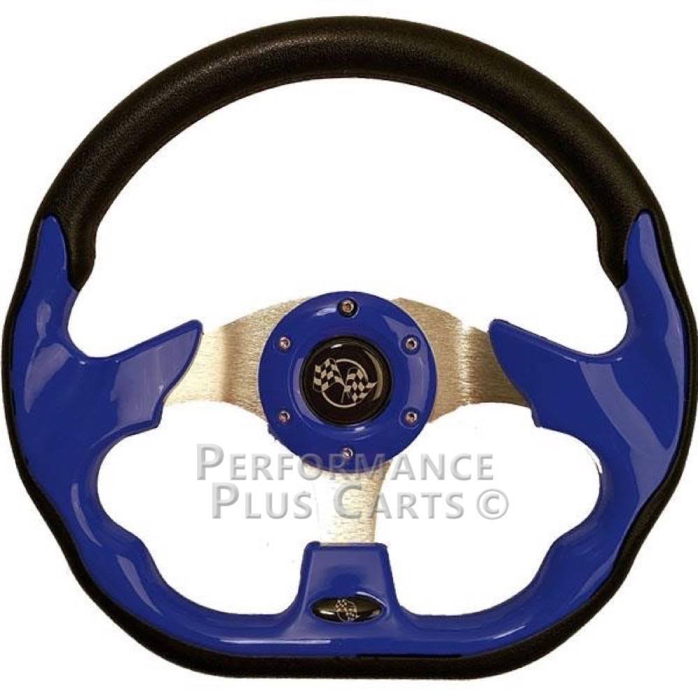 Blue 12.5x22 Golf Cart Steering Wheel with Black Adapter Hub E4305