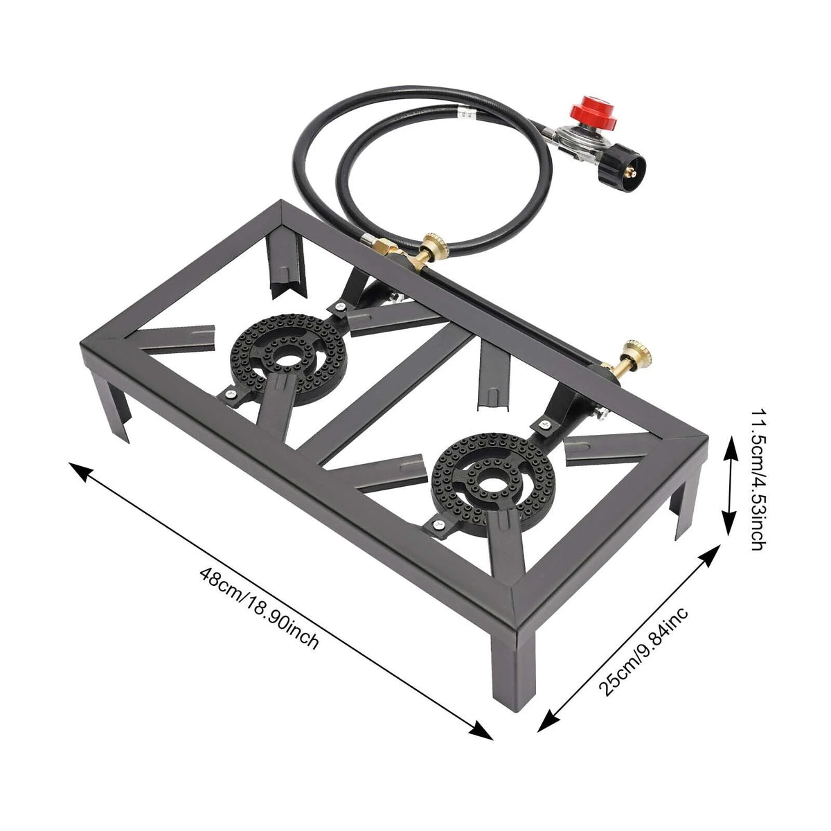 Portable Camping Stove Double Burner Outdoor Gas Stove with Regulator Hose S509972
