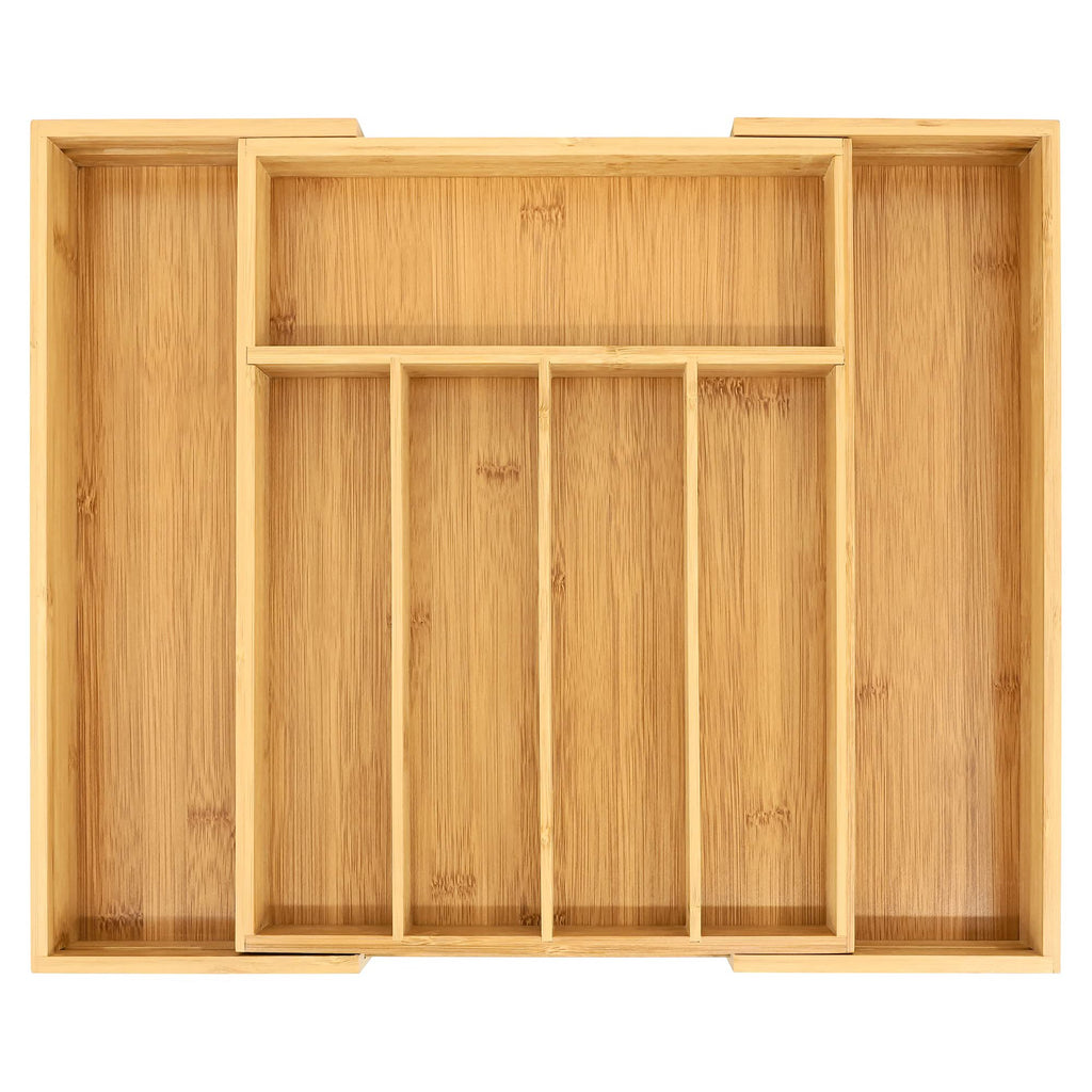 Bamboo Drawer Organizer with Adjustable Dividers, Medium, Brown I4031