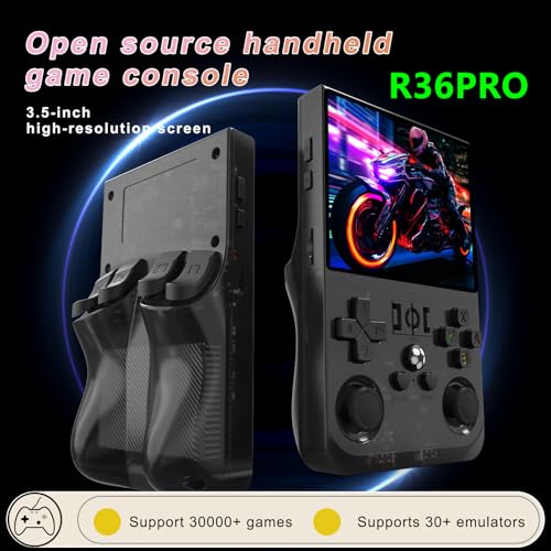 4.0 inch IPS Screen Retro Handheld Game Console 18000+ Games Transparent Black Q2067