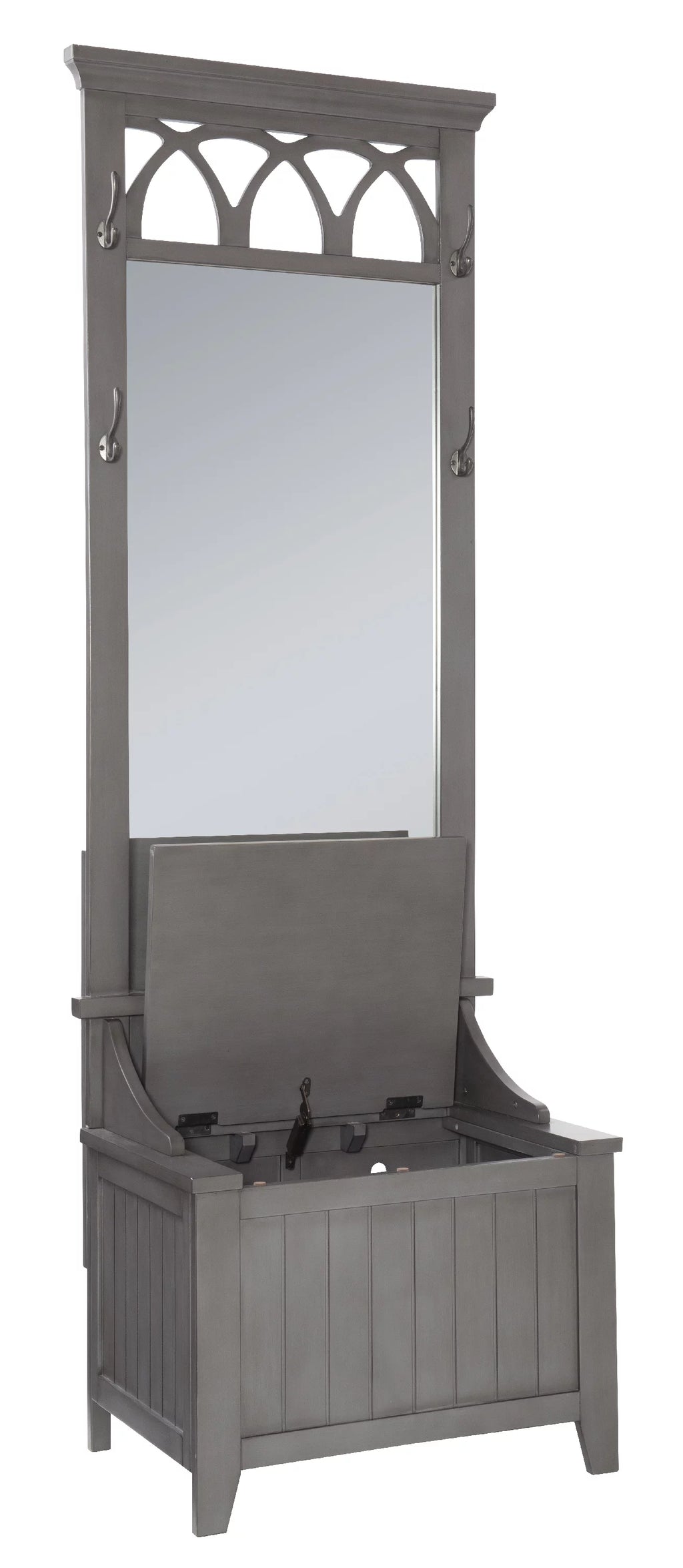 Gray Hall Tree with Storage Bench and Mirror W782829