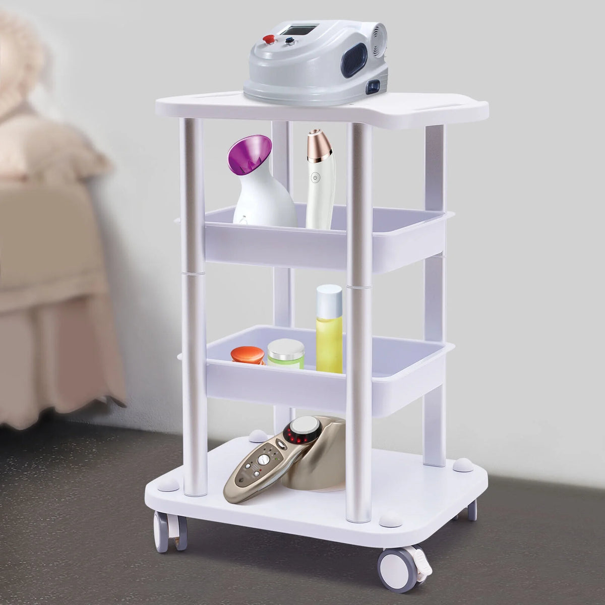 4 Layers Tray Rolling Cart with Wheels X718