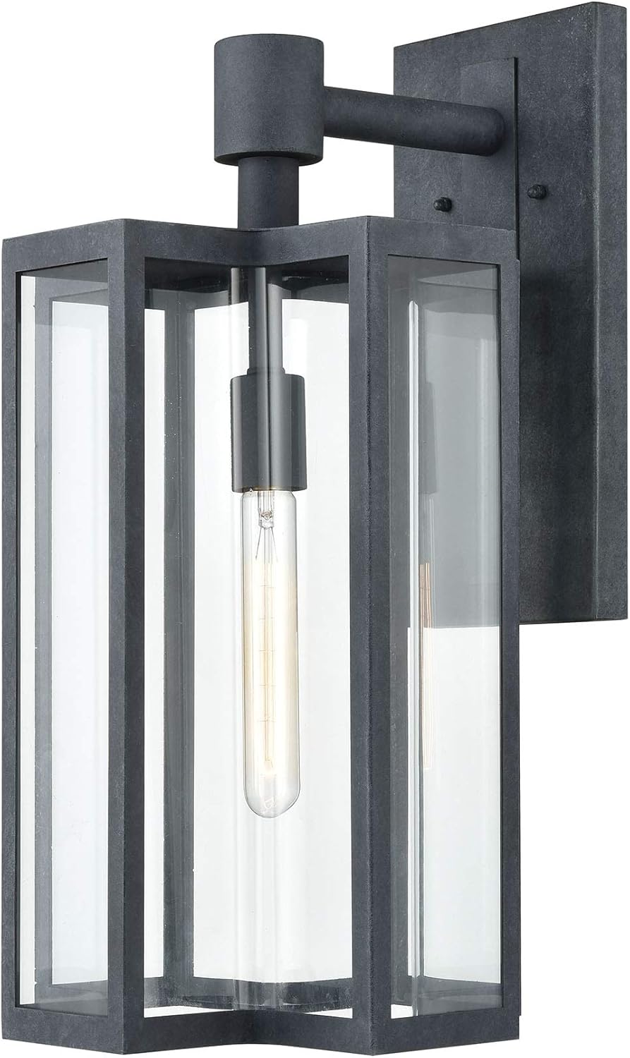 1-Light Sconce in Aged Zinc with Clear D617