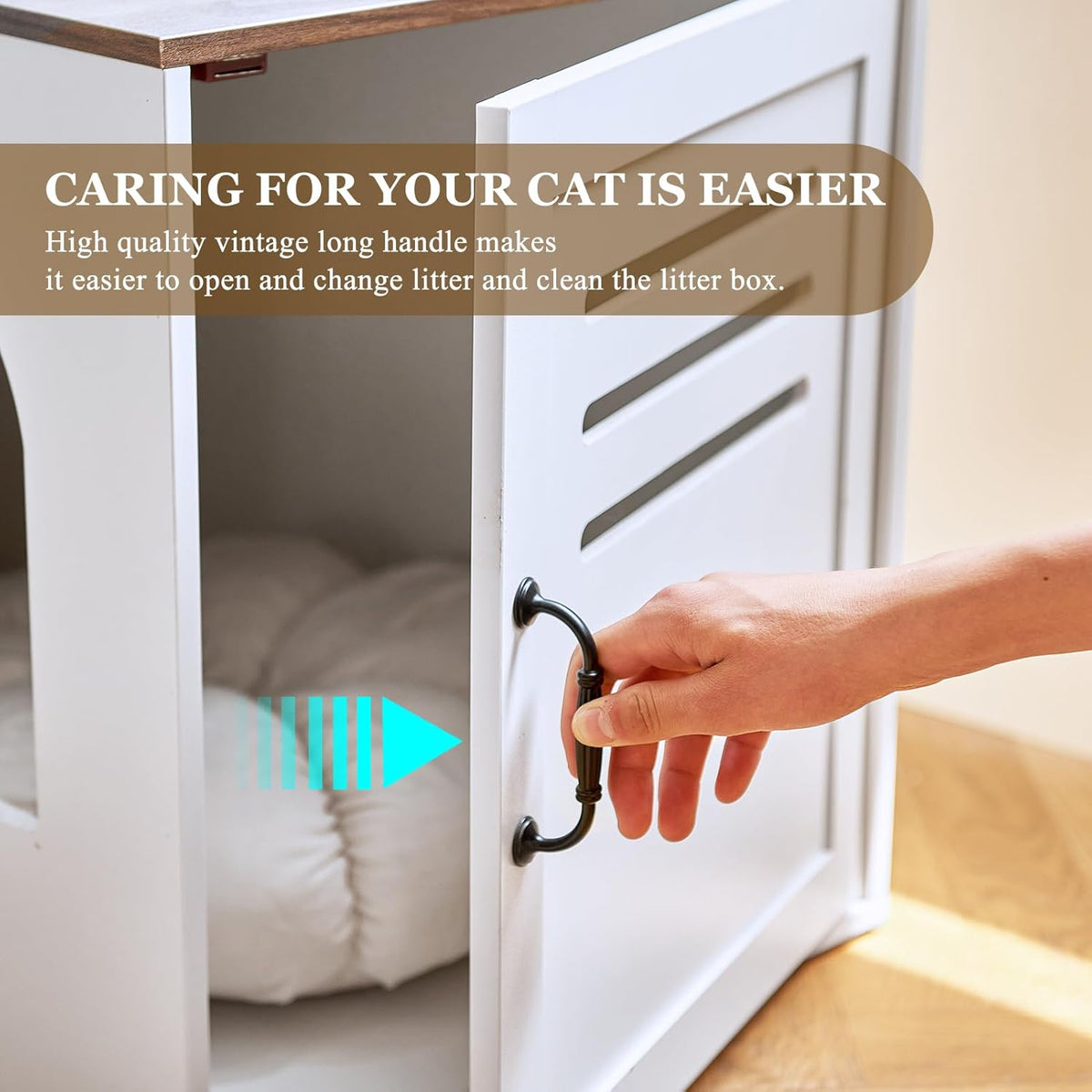 White Corner Litter Box Enclosure Cabinet, 31.5 x 17.7 x 19.7 in C34725