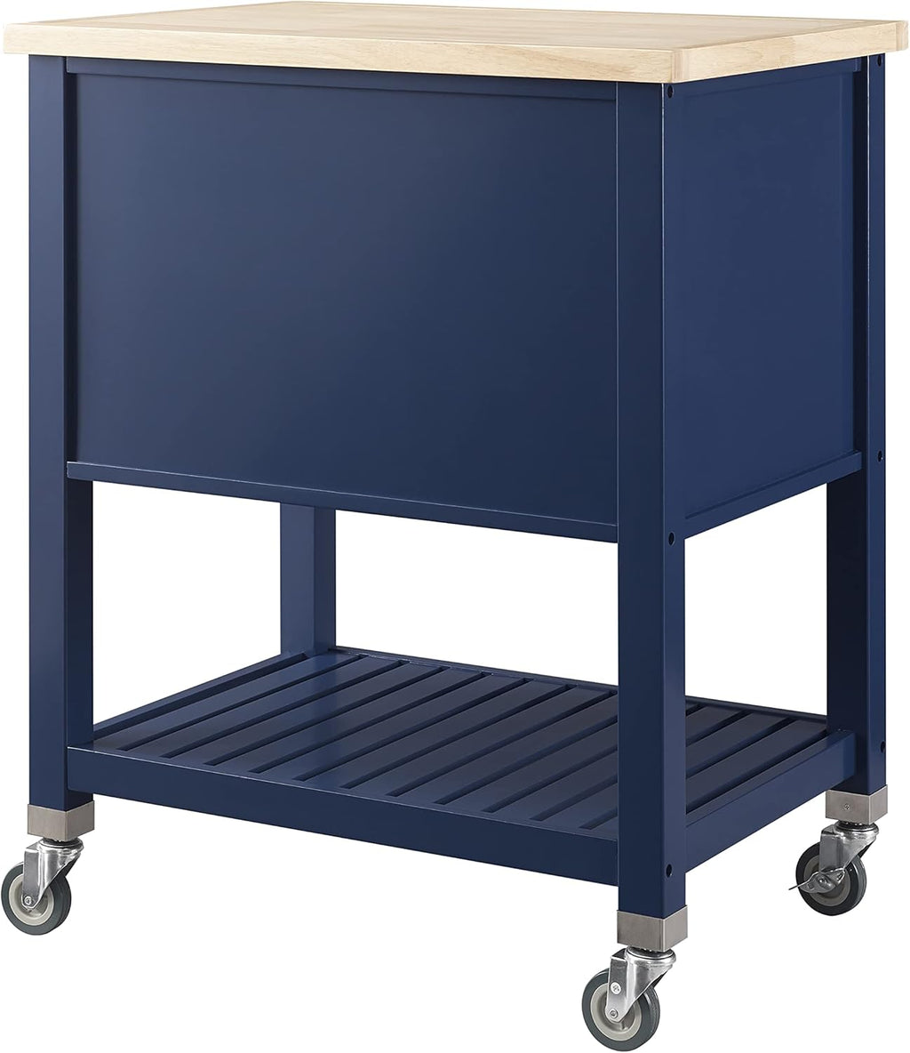 Denim Kitchen Cart with Locking Wheels O113653
