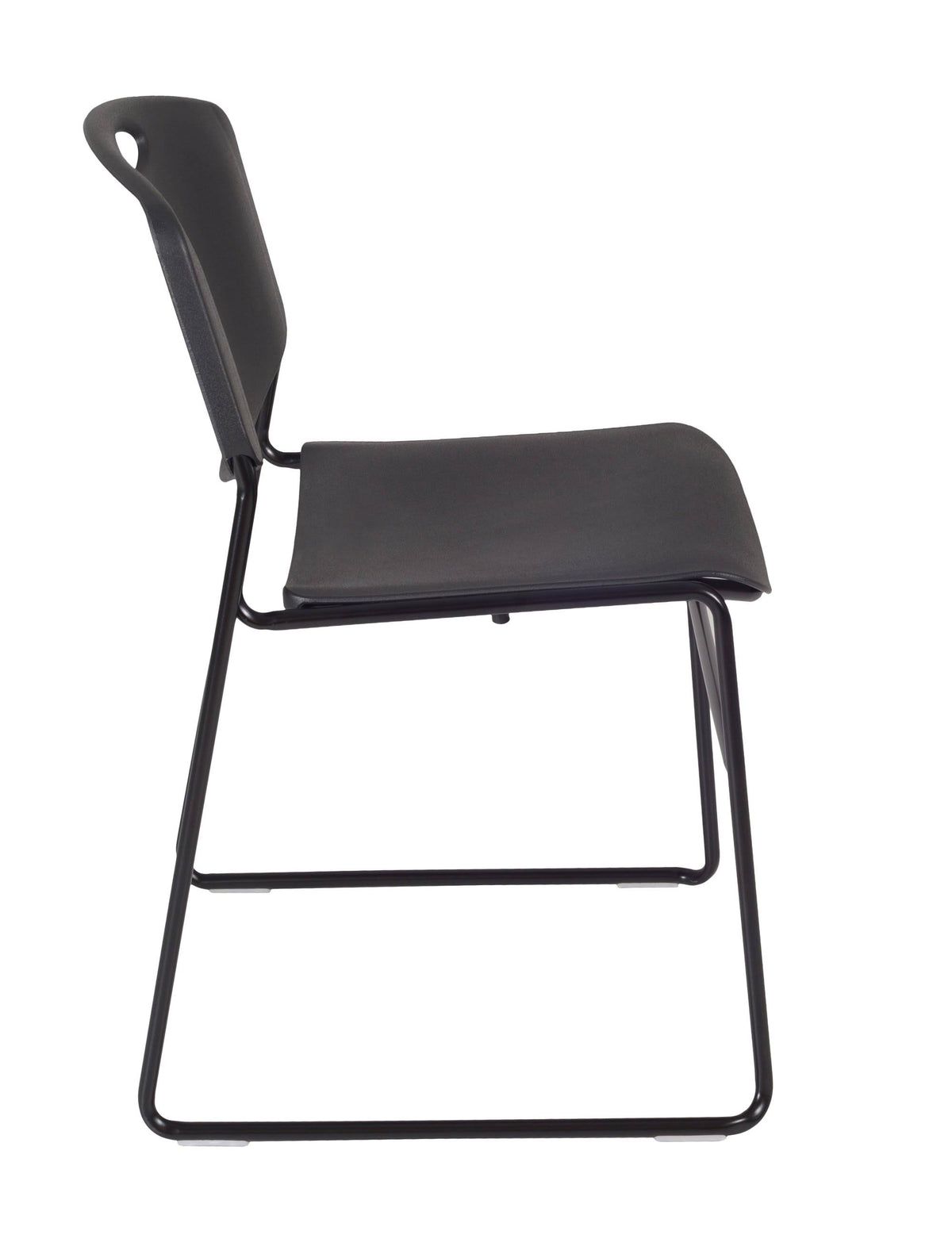 Mahogany Square Breakroom Table & 4 Black Stack Chairs A43674