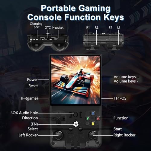 4.0 inch IPS Screen Retro Handheld Game Console 18000+ Games Transparent Black Q2067
