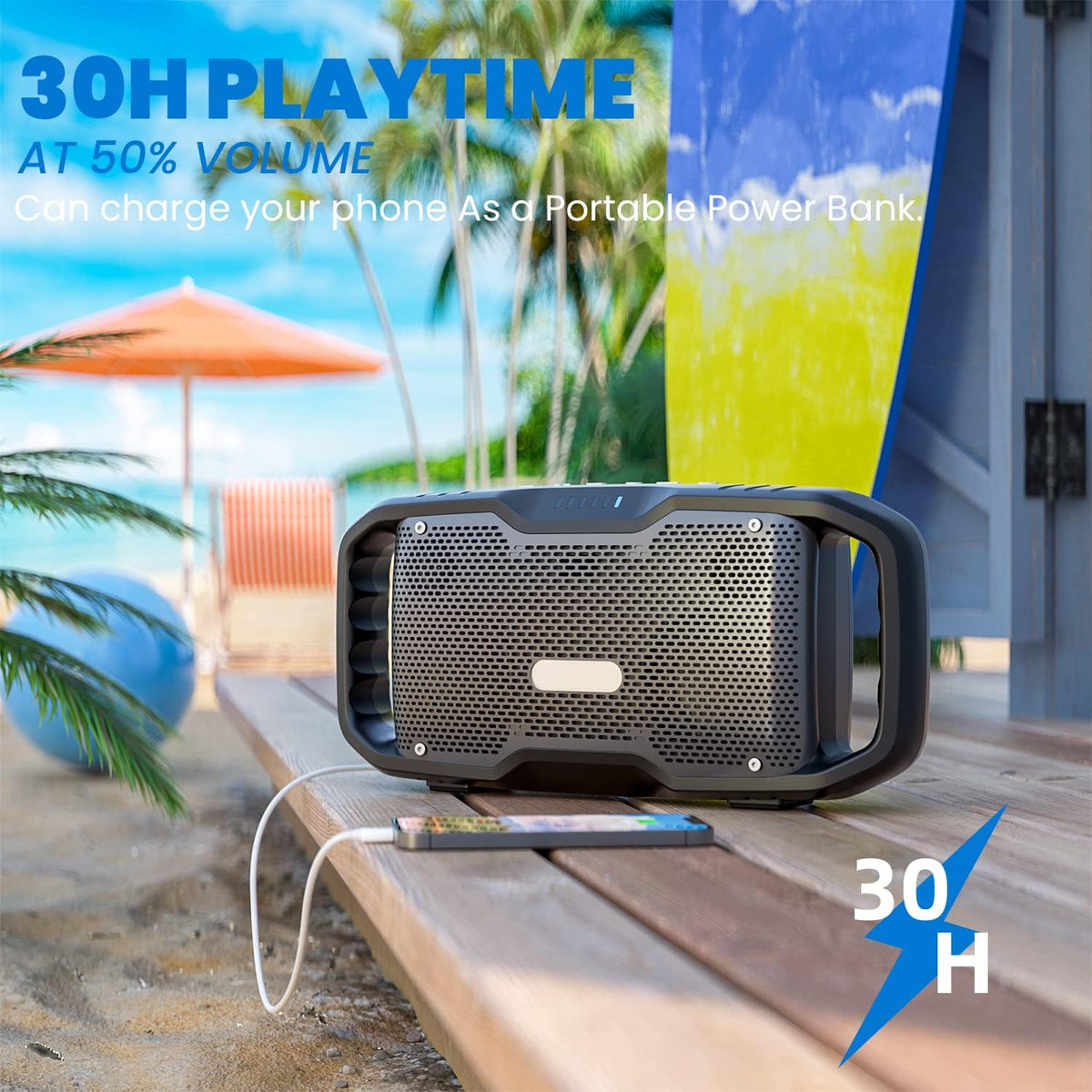Portable Wireless Bluetooth Speaker with Subwoofer H109975