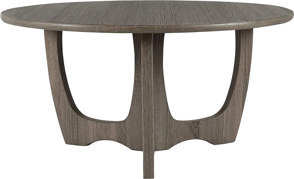 Round Wooden Coffee Table 35.5 x 18 Inches Gray A356375