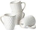 Ceramic Coffee Mugs 12 oz Embossment Set of 4 Arctic White N37282
