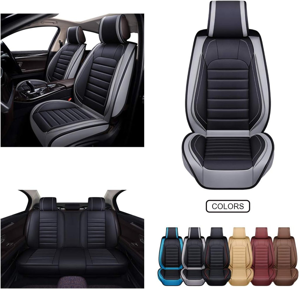 Leather Car Seat Covers Black Grey B656914