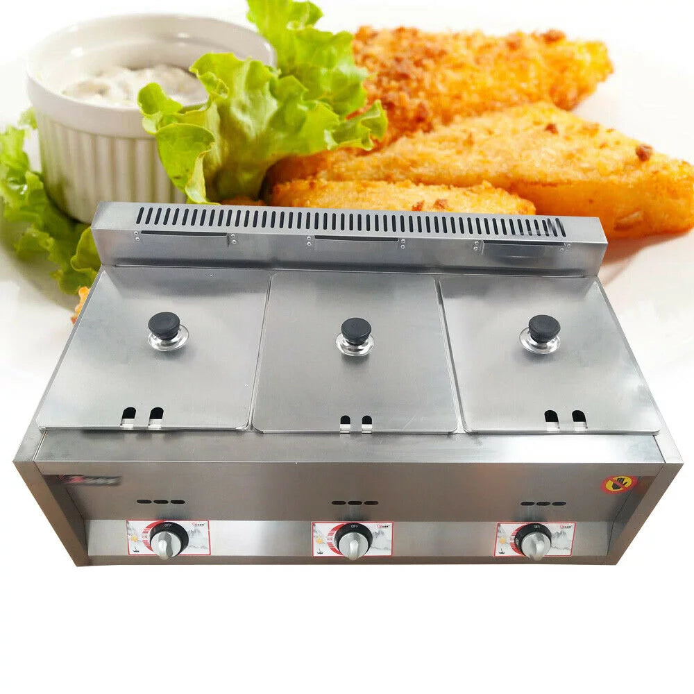 Commercial 18L 3-Pan Gas Fryer W267