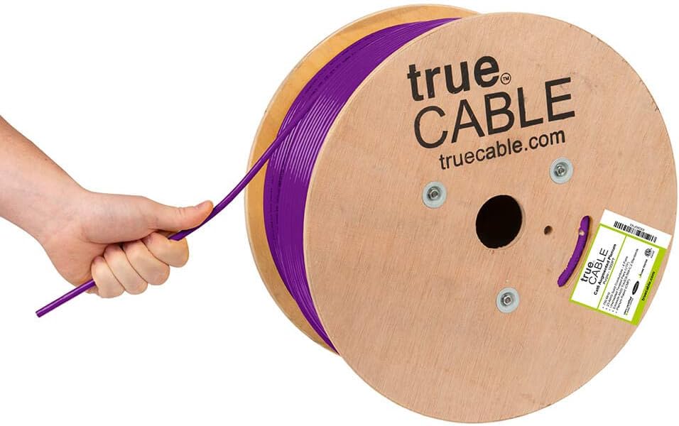 Cat6A Plenum 1000ft Purple 23AWG 4 Pair Solid Bare Copper Bulk Ethernet Cable X680033