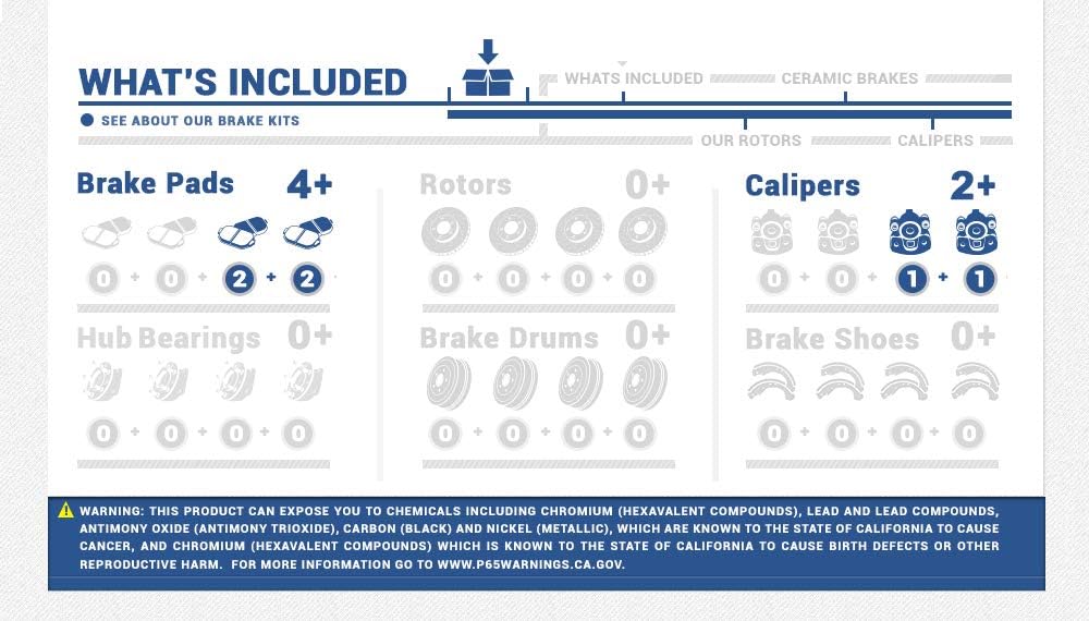 Rear Caliper Pair with Ceramic Brake Pads and Hardware Kit H293865
