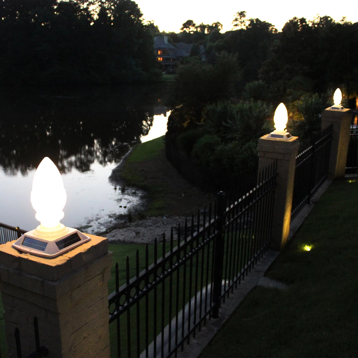 Speckled Grey Stone Solar Pier Mount Light T74644