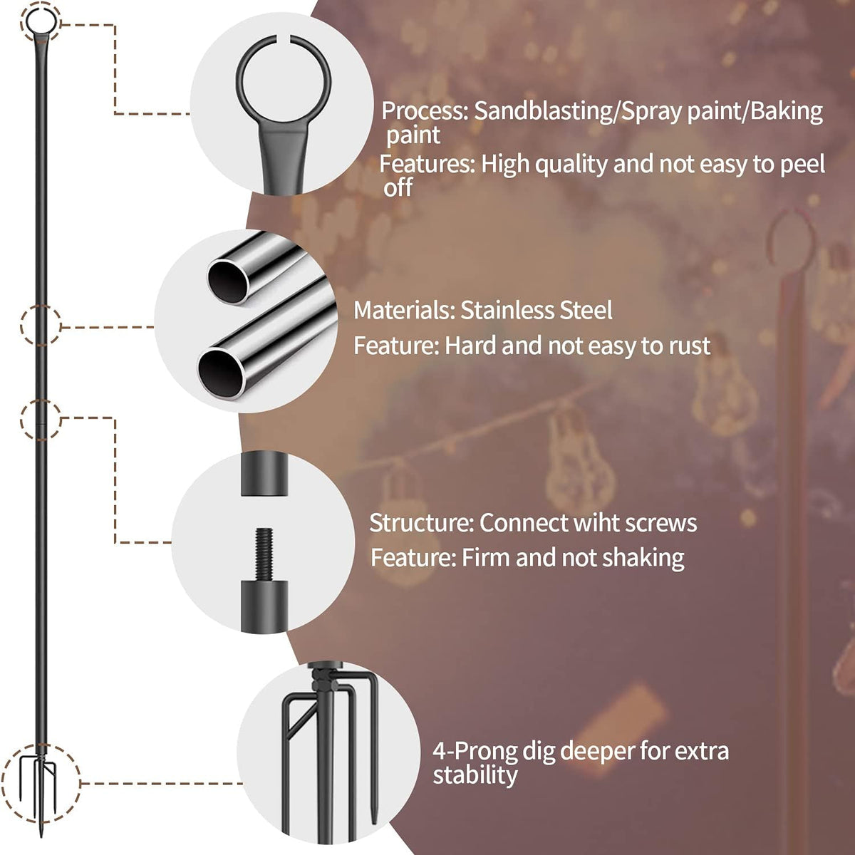 String Light Poles with Hooks 2PCS X500620