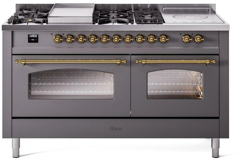 60 Dual Fuel Propane Gas Range Matte Graphite Brass Trim U24981