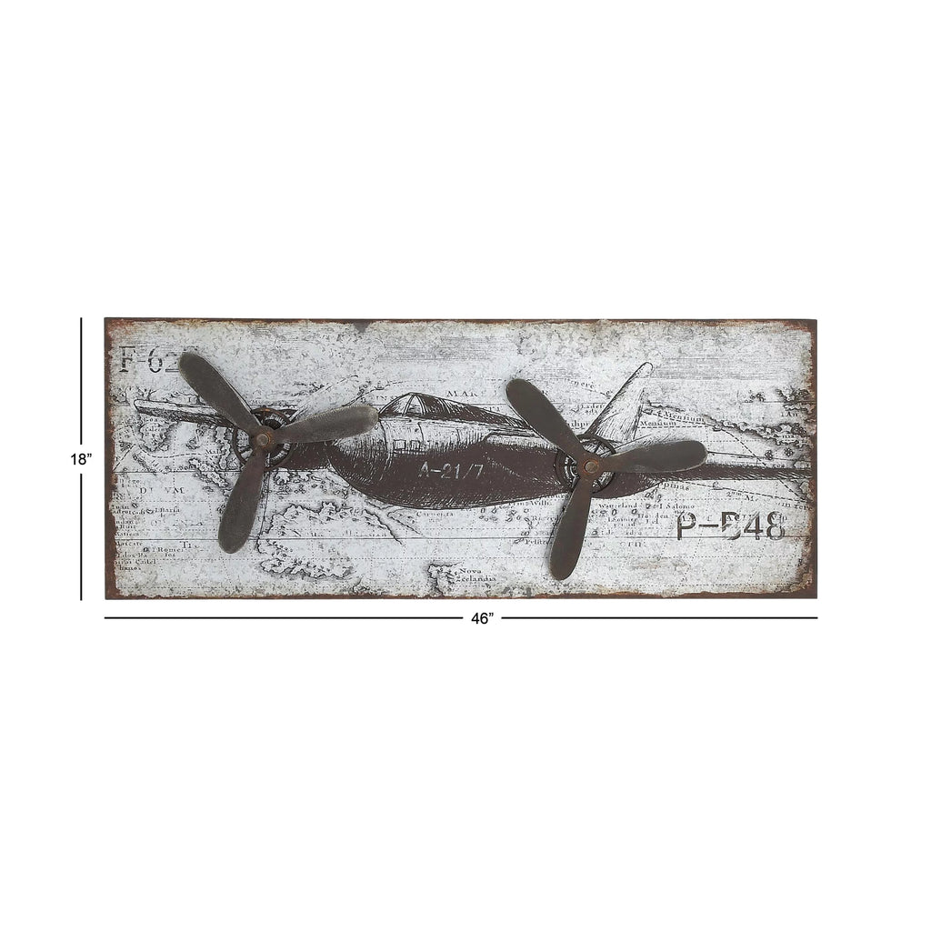 Silver Metal Airplane Wall Decor U65933