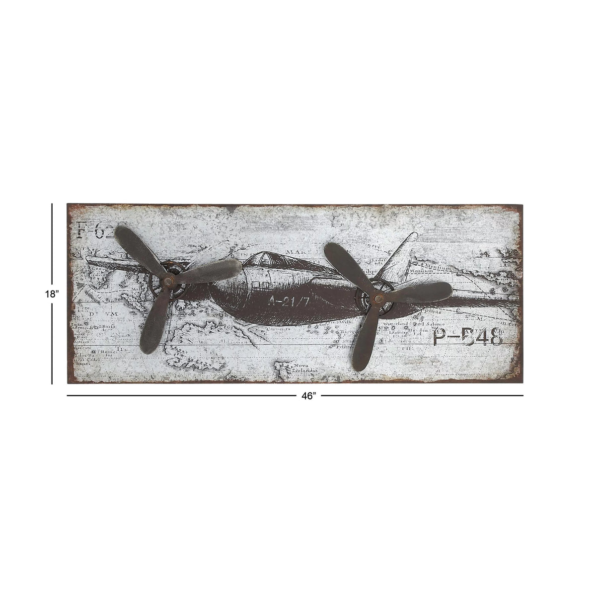 Silver Metal Airplane Wall Decor U65933