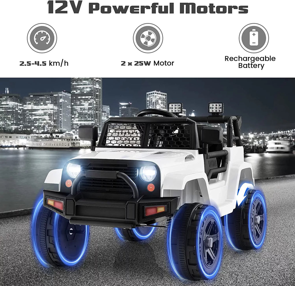 12V Electric Ride On Truck with Remote Control, White C3713