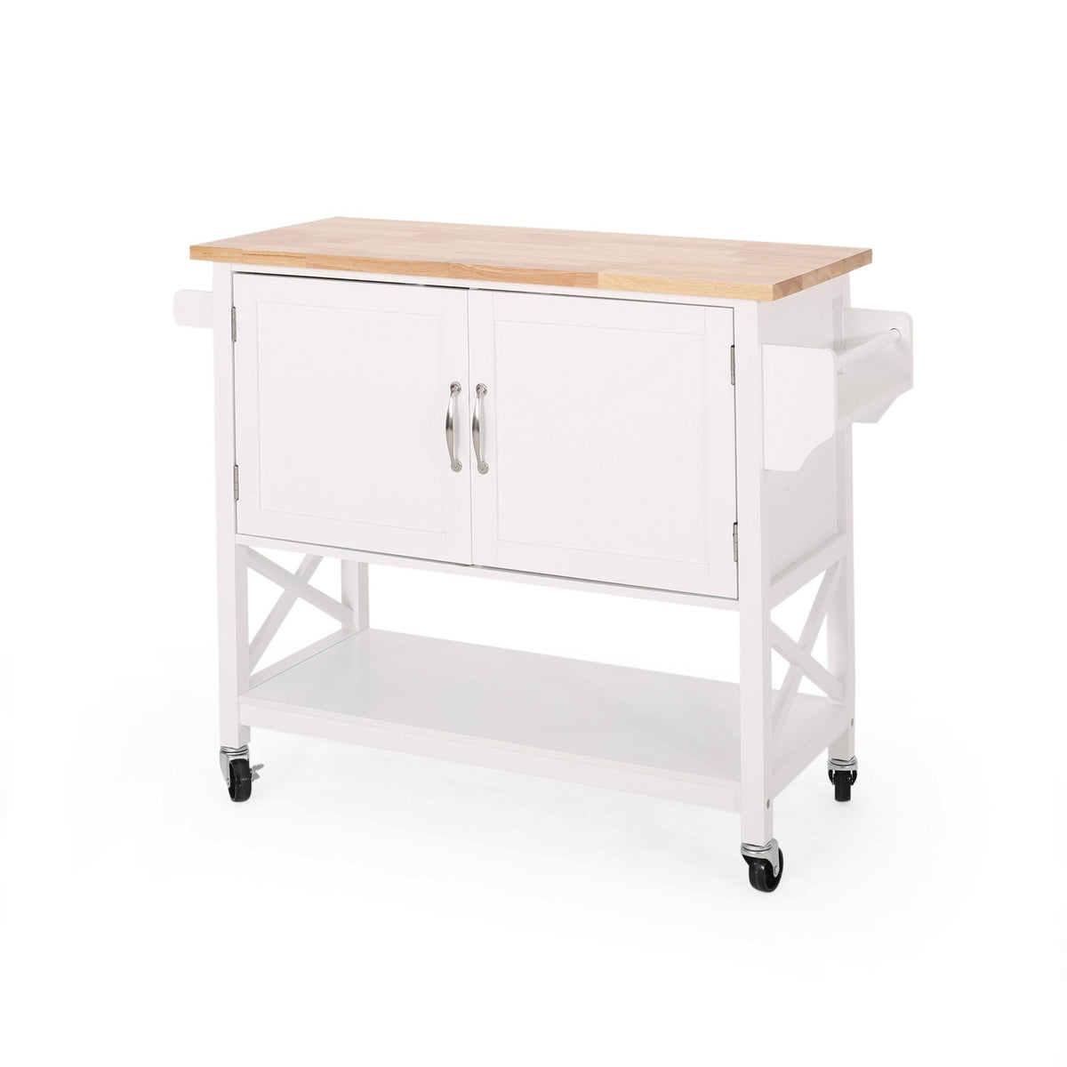 Gray Farmhouse Kitchen Cart with Wheels F401