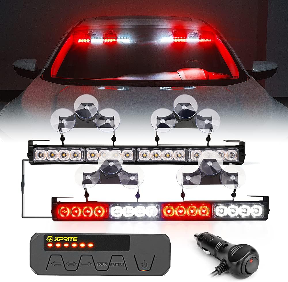 Amber LED Emergency Strobe Light Bar with Control Box, Pack of 2 Q451