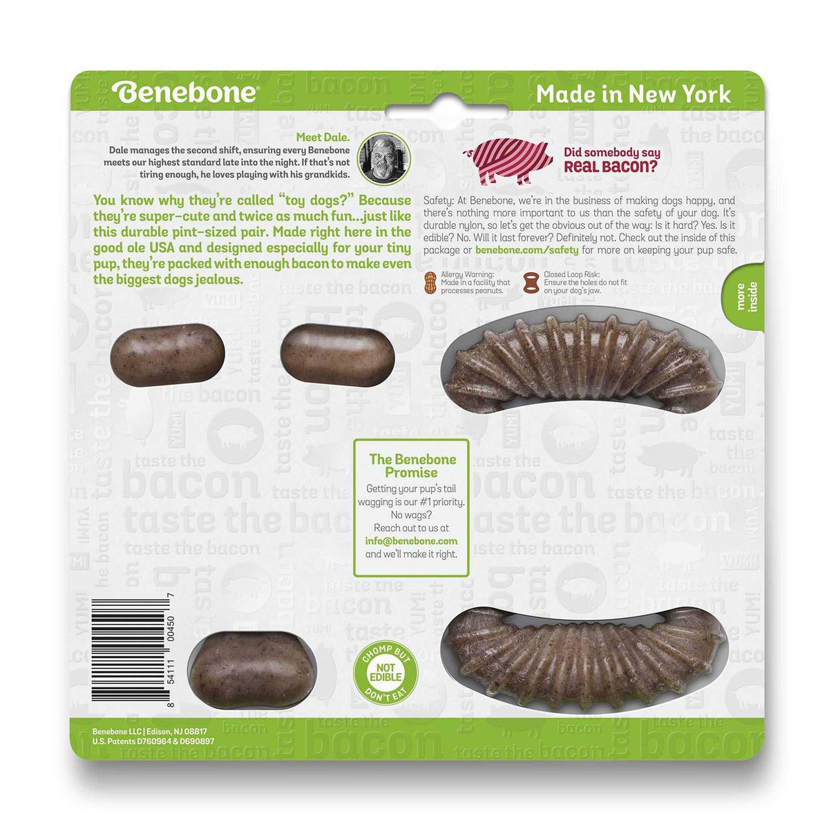 2 Pack Bacon Dog Chew Toy V23556