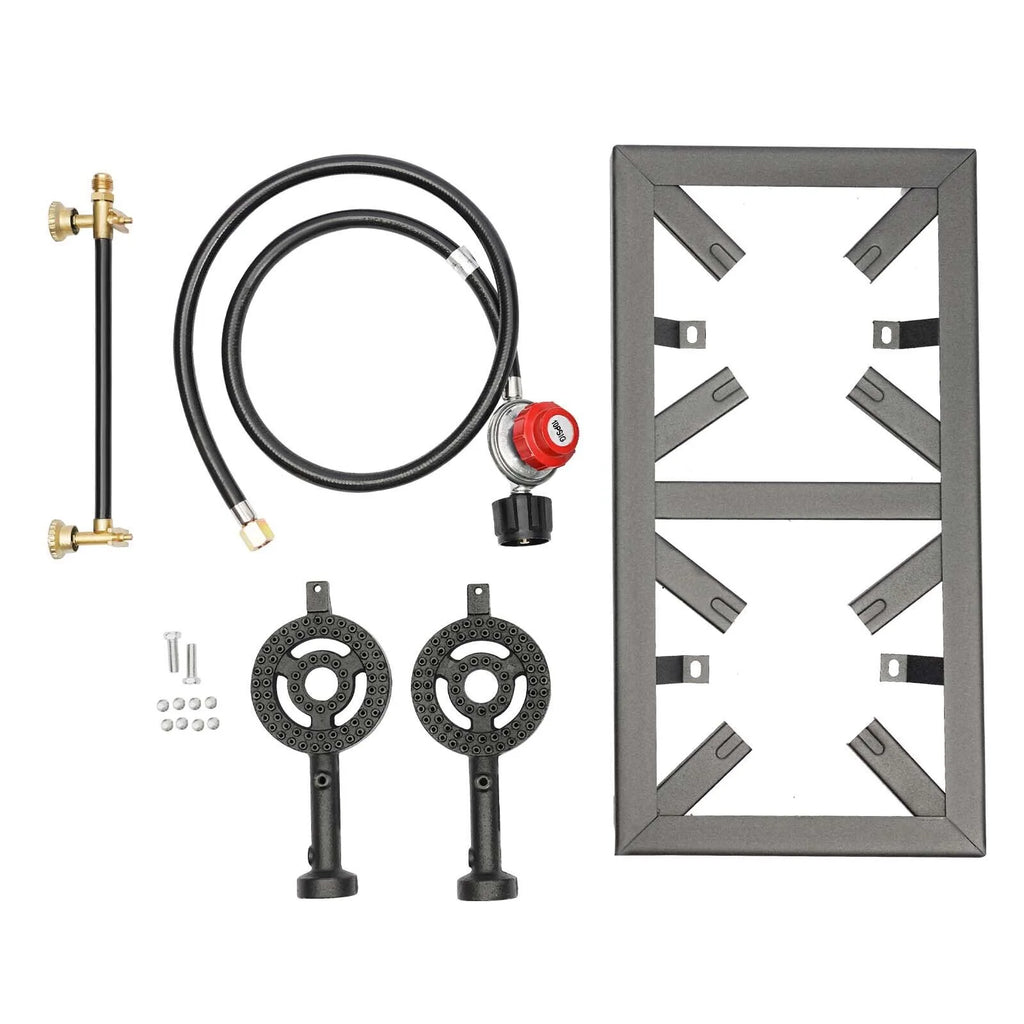 Portable Camping Stove Double Burner Outdoor Gas Stove with Regulator Hose S509972