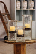 Glass Candle Cylinder with Rustic Insert Z1137