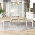 Beige Solid Wood Upholstered Dining Chairs, Set of 4 A362796