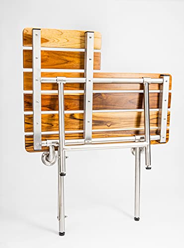 Teak Finish Folding Wall-Mounted Bath Seat 26"x21" B105901