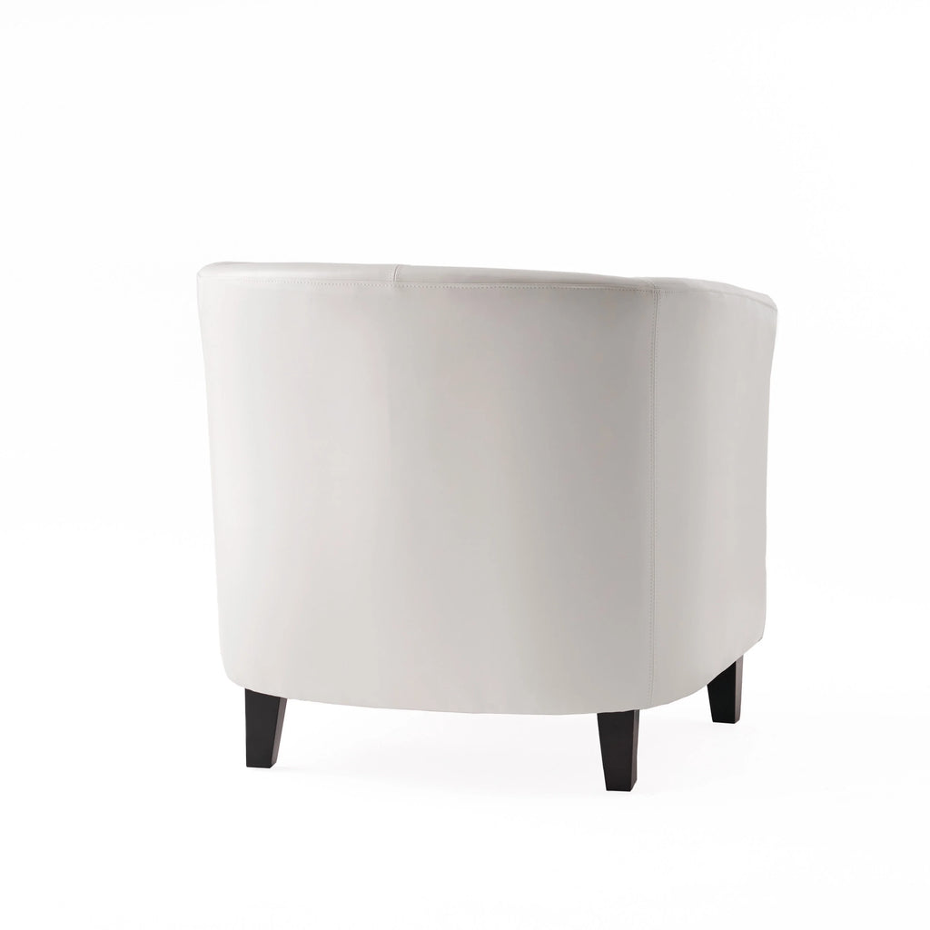 Ivory Bonded Leather Club Chair S7227