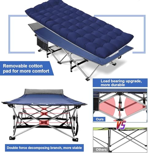 Blue Heavy Duty Folding Camping Cot with Carry Bag V7899