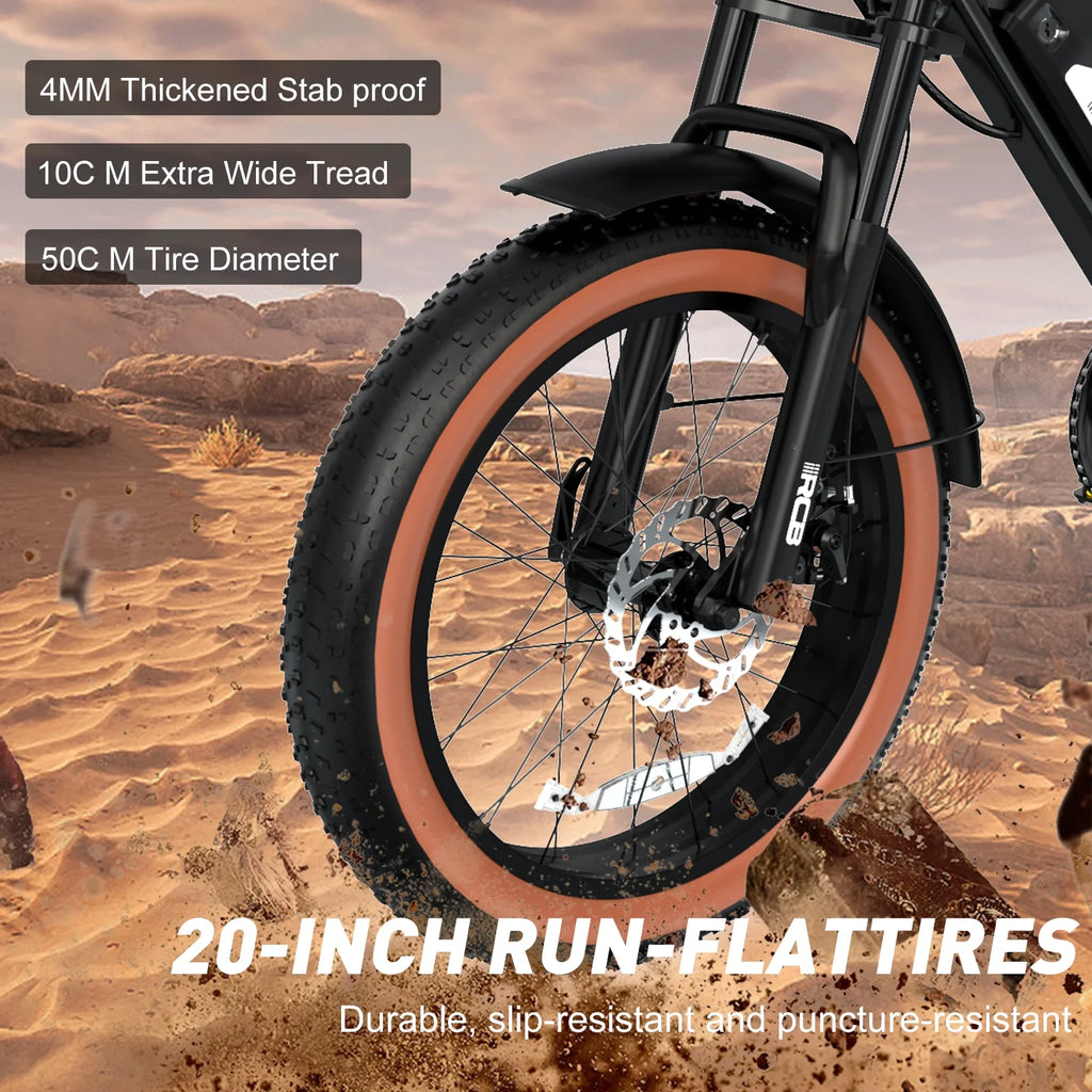 Black 20" 4.0 Fat Tire Electric Bike with 48V 15Ah Battery O426586