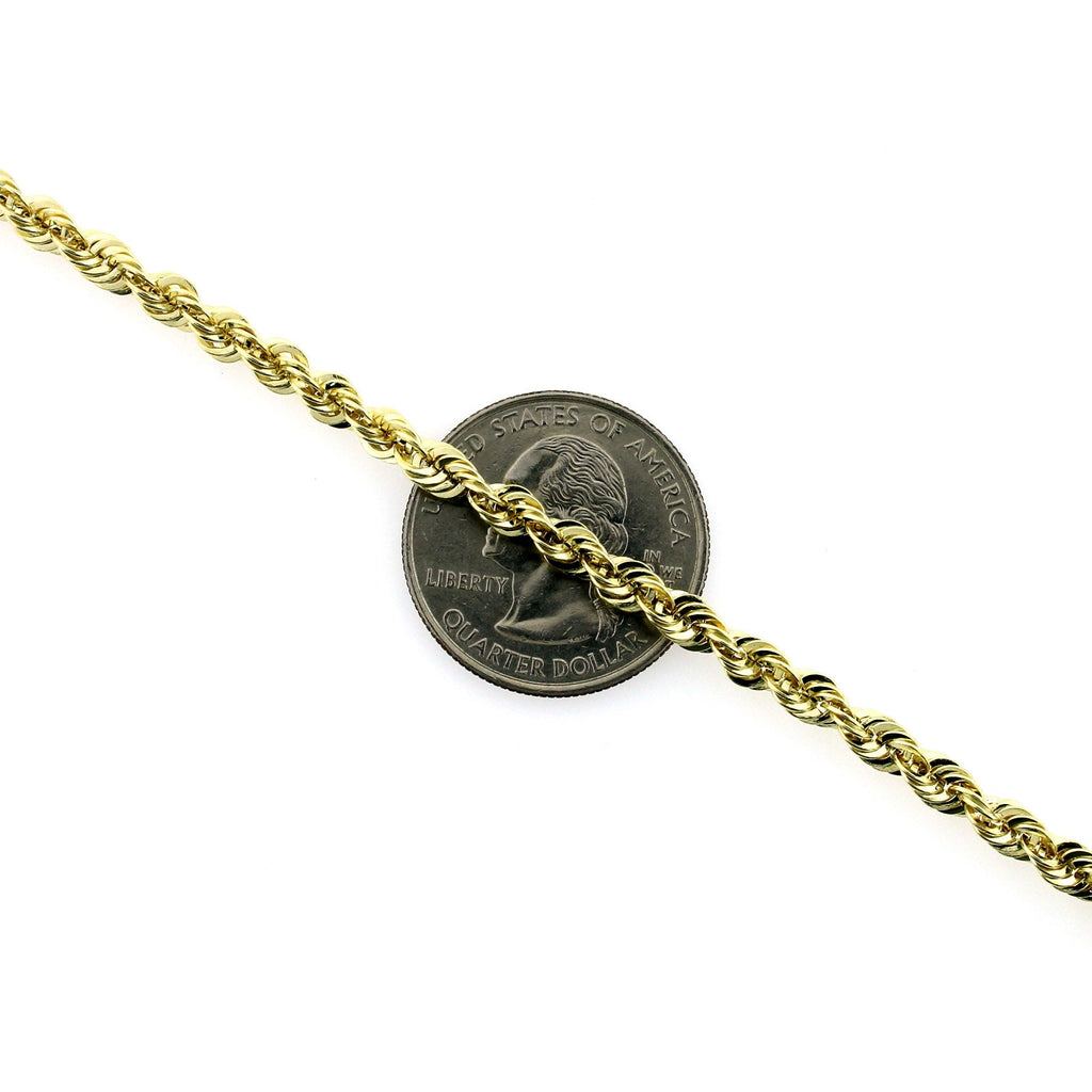 Yellow Gold Rope Chain Necklace 4MM 18" C5380
